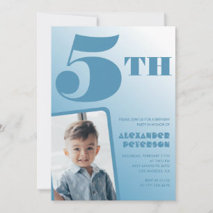 Blue Gradient 5th birthday invitations Photo