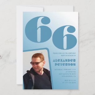 Blue gradient 66th birthday invitations Men Photo