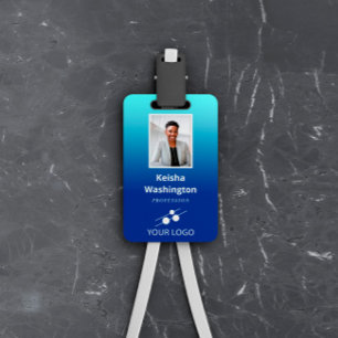 Blue Gradient Add Your Logo Employee ID Badge