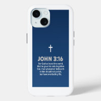 Blue Gradient Bible Verse Quote John 3:16 Cross