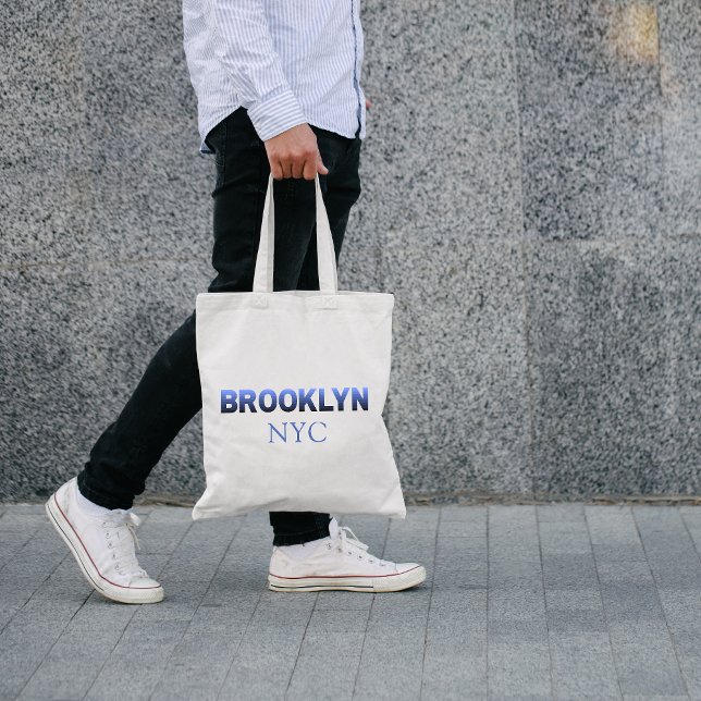 Blue Gradient Brooklyn New York City Neighbourhood Tote Bag (Creator Uploaded)