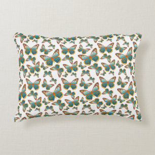 Blue Gradient Butterfly Pattern Decorative Cushion