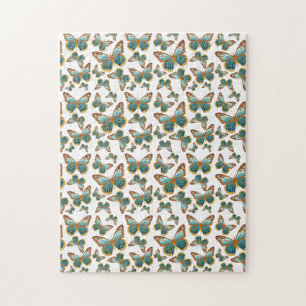 Blue Gradient Butterfly Pattern Jigsaw Puzzle