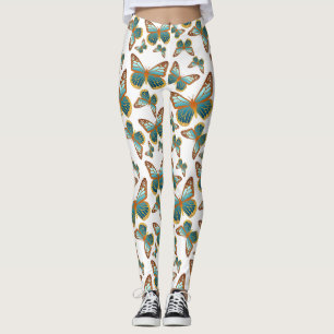 Blue Gradient Butterfly Pattern Leggings
