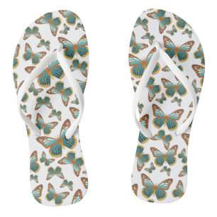 Blue Gradient Butterfly Pattern Thongs