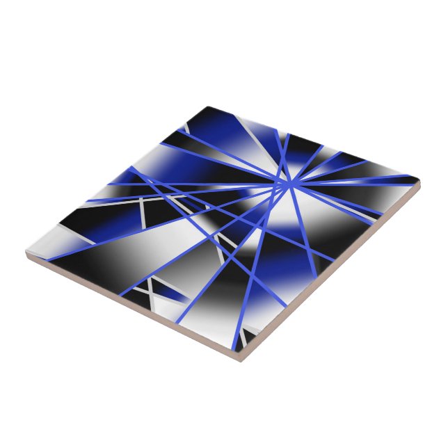 Blue Gradient Colour Fill Mechanical Drawing Mosai Ceramic Tile (Side)