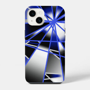 Blue Gradient Colour Fill Mechanical Drawing Mosai iPhone 14 Case
