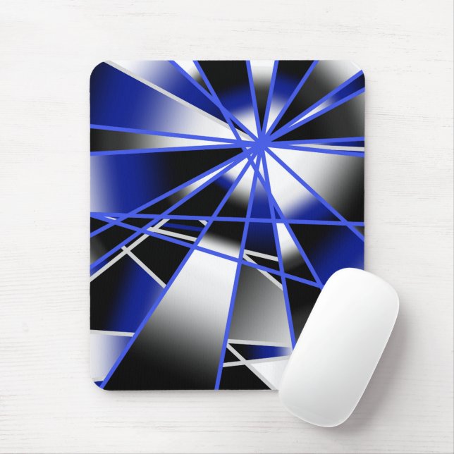 Blue Gradient Colour Fill Mechanical Drawing Mosai Mouse Pad (With Mouse)