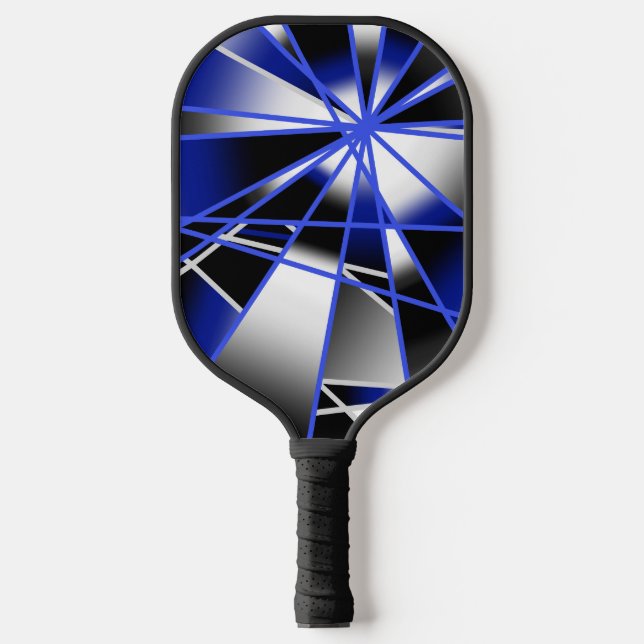 Blue Gradient Colour Fill Mechanical Drawing Mosai Pickleball Paddle (Front)