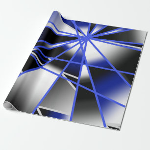 Blue Gradient Colour Fill Mechanical Drawing Mosai Wrapping Paper