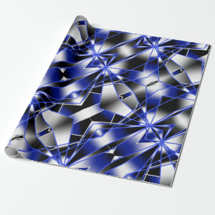 Blue Gradient Colour Fill Mechanical Drawing Mosai Wrapping Paper