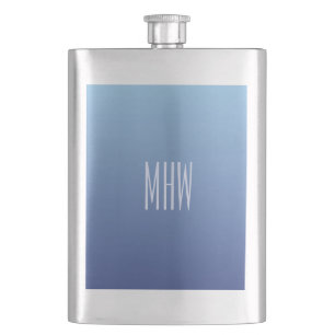 Blue Gradient custom monogram flask