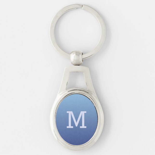 Blue Gradient custom monogram key chain (Front)