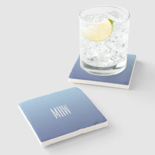 Blue Gradient custom monogram stone coasters
