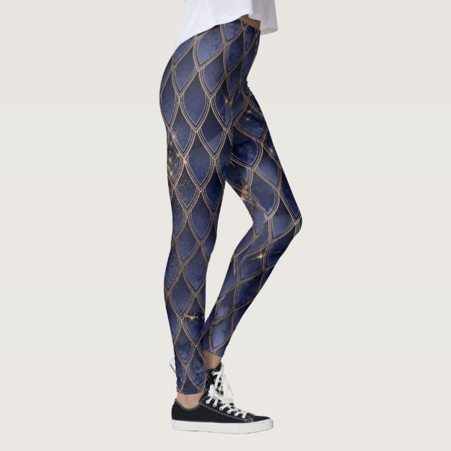 Blue Gradient Dragon Scales Leggings (Right)
