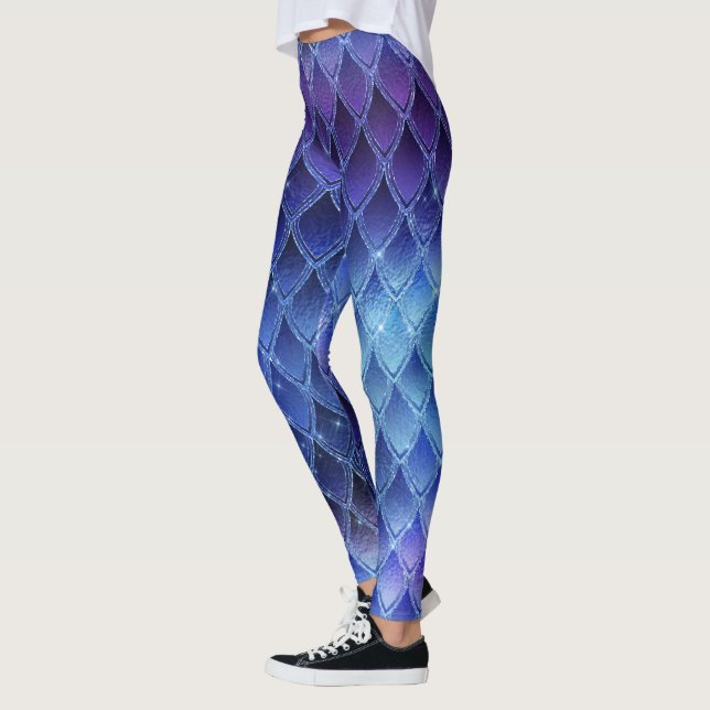 Blue Gradient Dragon Scales Leggings (Left)
