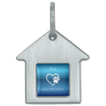 Blue Gradient Eat Play Love Custom Dog Name ID Tag