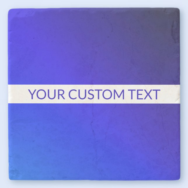 Blue Gradient & Editable Text on White Stripe Stone Coaster (Creator Uploaded)