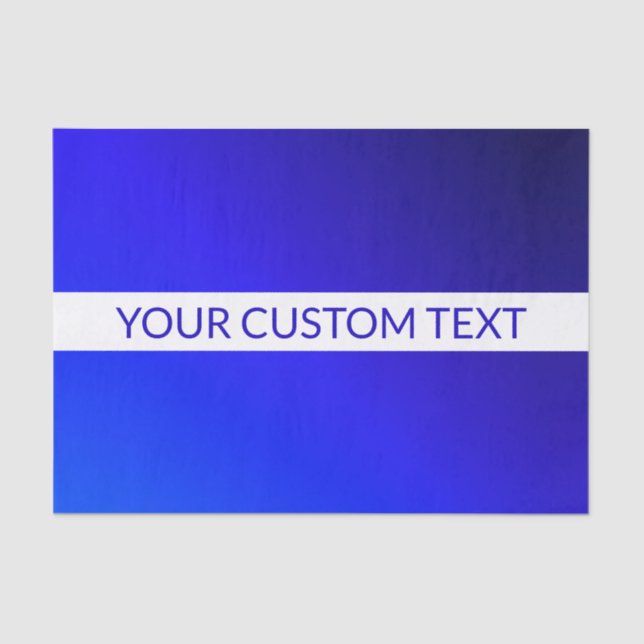 Blue Gradient & Editable Text on White Stripe Tissue Paper (Front)