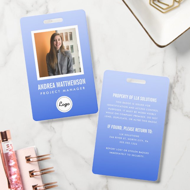 Blue Gradient Employee  ID Badge (Office)