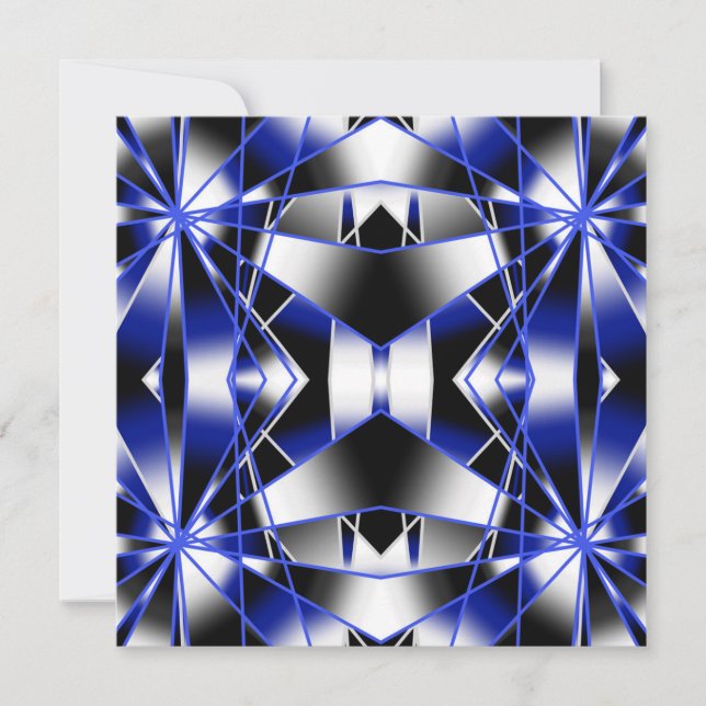 Blue Gradient Filled Mechanical Drawing Mosaic Holiday Card (Front)