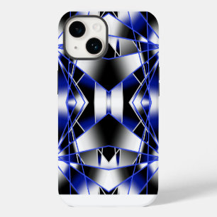 Blue Gradient Filled Mechanical Drawing Mosaic iPhone 14 Case