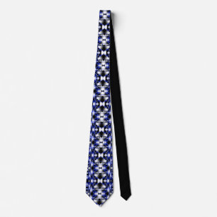 Blue Gradient Filled Mechanical Drawing Mosaic Tie