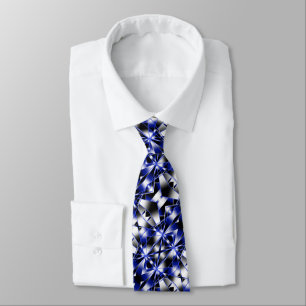 Blue Gradient Filled Mechanical Drawing Mosaic Tie