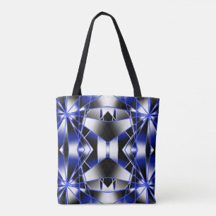 Blue Gradient Filled Mechanical Drawing Mosaic Tote Bag