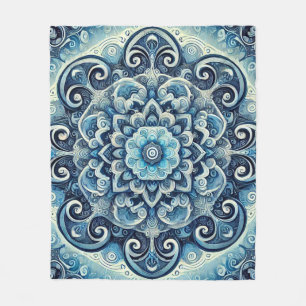 Blue Gradient Mandala Design 2 Fleece Blanket