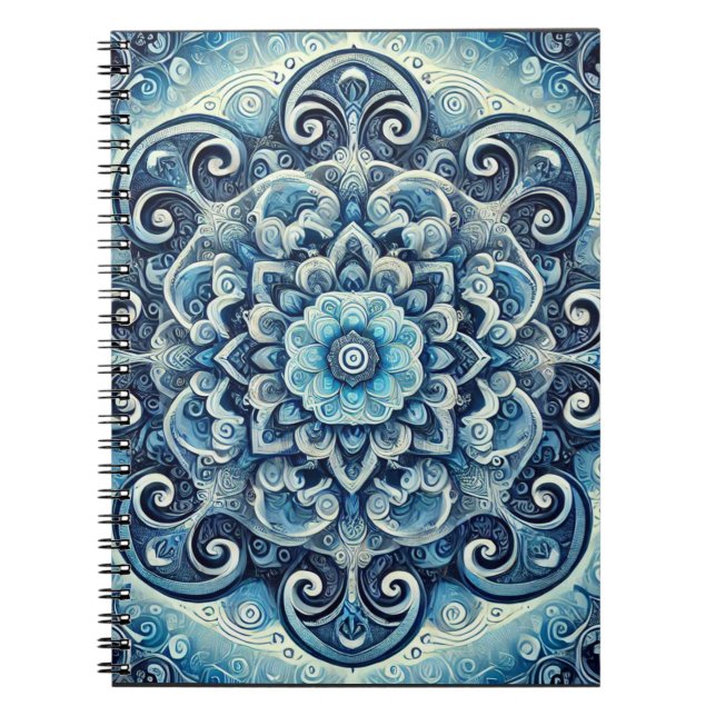 Blue Gradient Mandala Design 2 Notebook (Front)