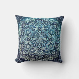 Blue Gradient Mandala Design Cushion