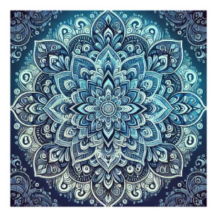 Blue Gradient Mandala Design Photo Print
