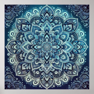 Blue Gradient Mandala Design Poster
