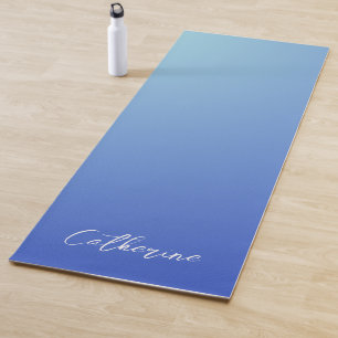 Blue Gradient Modern Minimal Script Type Yoga Mat