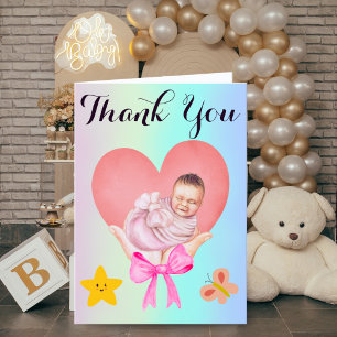 Blue Gradient Newborn Card Hands Holding Baby