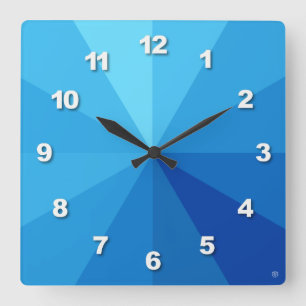 Blue Gradient Number Square Wall Clock