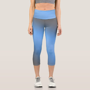 Blue Gradient Ombre Capri Leggings
