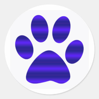 Blue Gradient Paw Print Classic Round Sticker