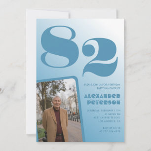 Blue Gradient Photo 82nd birthday Invitation
