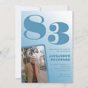 Blue Gradient Photo 83rd birthday Invitation