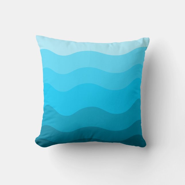 Blue gradient waves  cushion (Front)