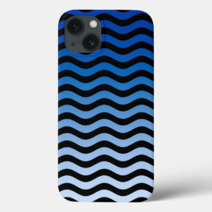 Blue Gradient Wavy Stripes iPhone 13 Case