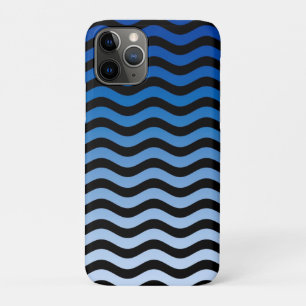 Blue Gradient Wavy Stripes iPhone 11 Pro Case