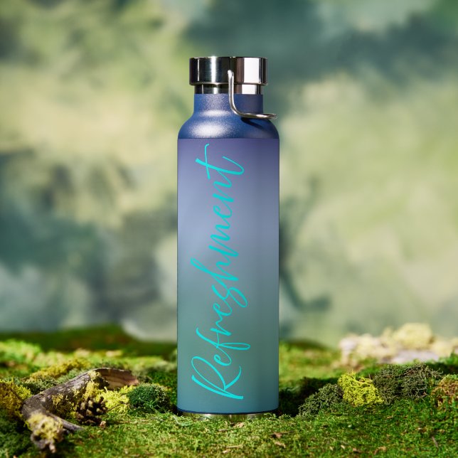 Blue Gradient With Fancy Text Refreshment Water Bottle (Outdoor)