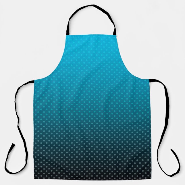 blue gradient with small polka dots apron (Front)
