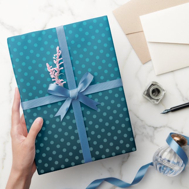 blue gradient with small polka dots wrapping paper (Gifting)