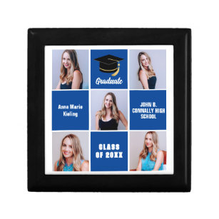 Blue Graduate 5 Photo Collage Custom Graduation Gift Box