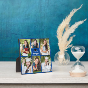 Blue Graduate Collage 2023 Square Graduation Photo Plaque