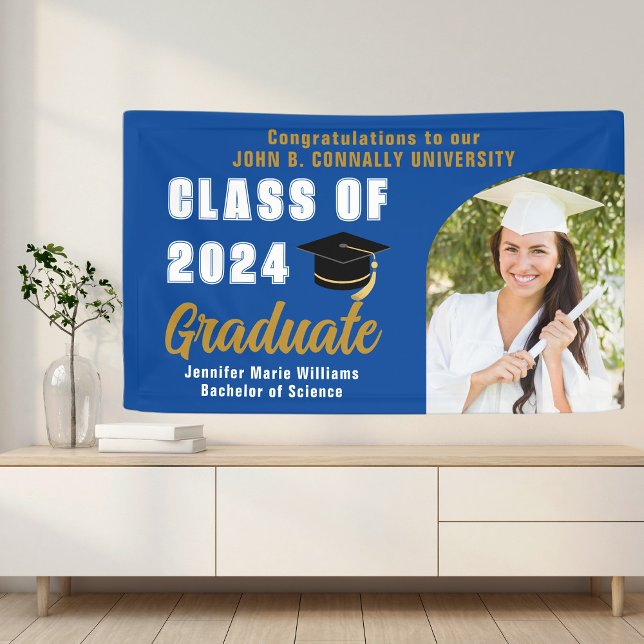Blue Graduate Photo Arch Modern Graduation Party Banner (Creator Uploaded)
